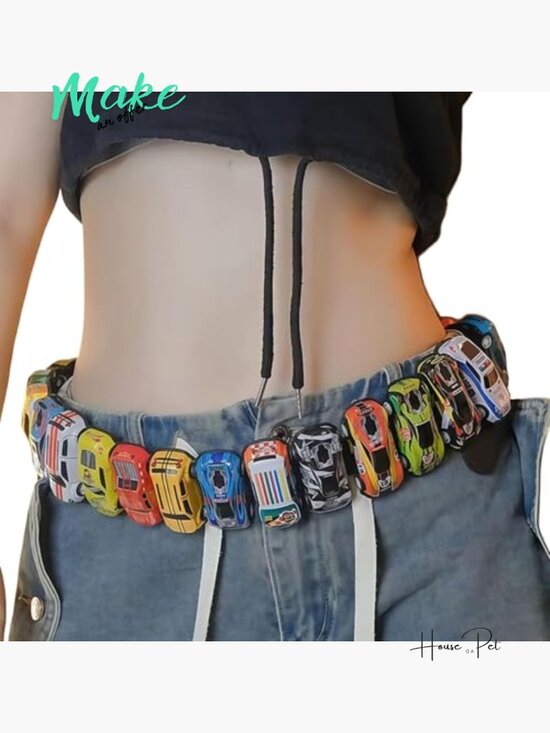 Adjustable Polyester Belt with Toy Car Design for Goth Streetwear main image 6